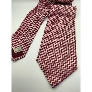 Joseph Abboud Collection Mens Burgundy Tan Zigzag Silk Necktie